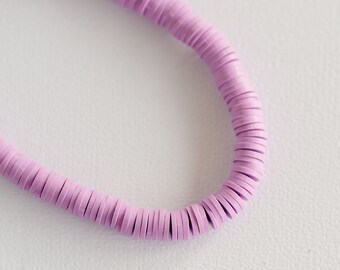 Light Purple Polymer Clay Disc Beads - 8mm diameter - One strand -B1009
