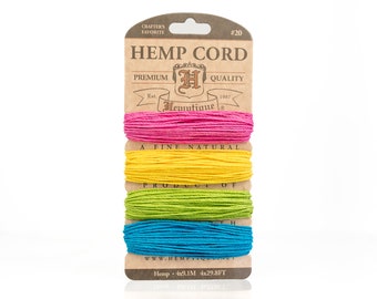 Campione di corda di canapa da 1 mm: carta Razzle Dazzle, rosa, verde, giallo, blu