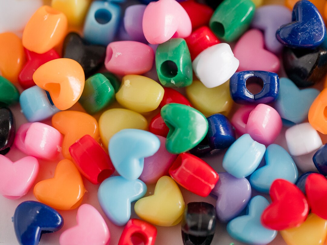Large Plastic Heart Shape Beads With 4mm Hole Jewely Making Etsy