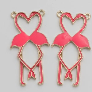 Pink Flamingo Pendant: Hot Pink & Gold Tropical Charms (3 Pieces)
