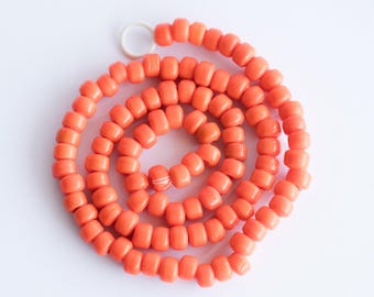 Orange Glass Crow Beads, large Hole Pony beads, crafts and jewelry supply - B3316