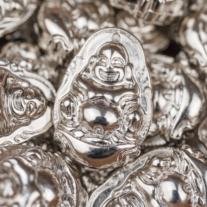Colgantes de Buda – Color plata / Material acrílico / 10 piezas - B67 imagen 5