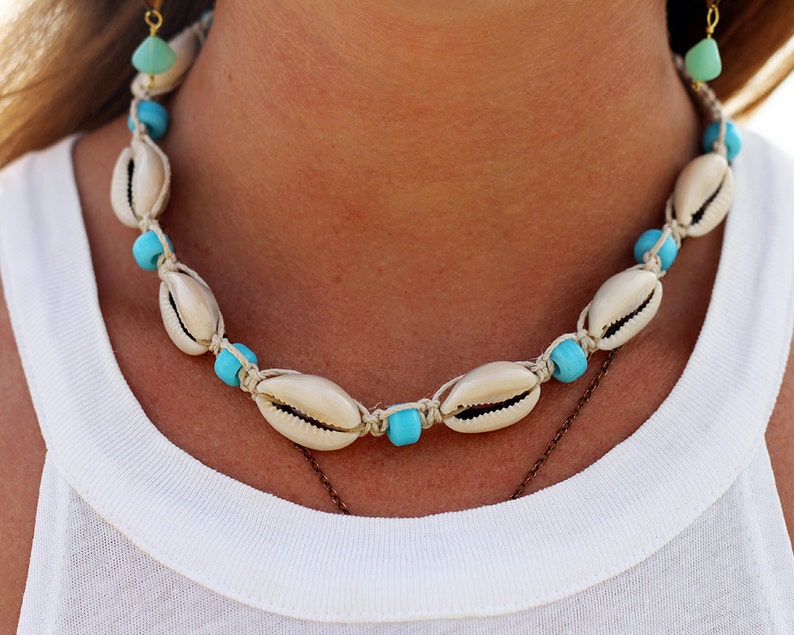 Hemp Shell Necklace Cowrie Shell Necklace Teen Girls Gift Etsy