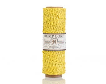 Yellow Hemp Twine .5mm,  Gift Tag String, Eco Friendly  Cord  for small hole beads