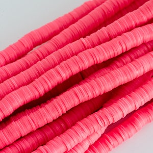 Polymer Clay Heishi  beads 8mm,  flat round disc-  1 Strand, coral color -B3099