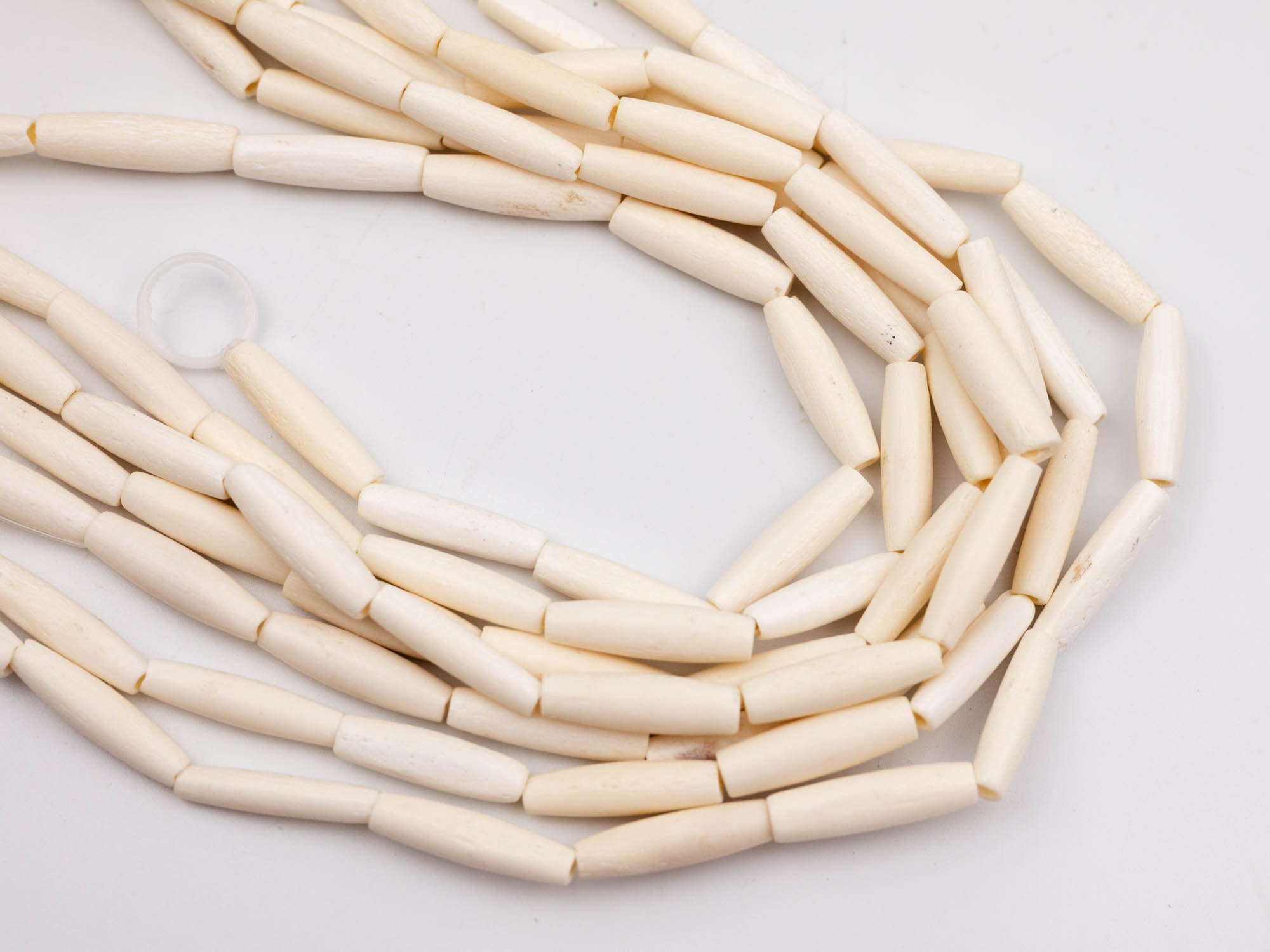 Cream Bone Tube Beads, Hairpipe 24mm, 15 Inch Strand B2949 