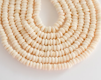 Cream Bone Disc Beads 7mm,  15 Inch Strand  -B2849