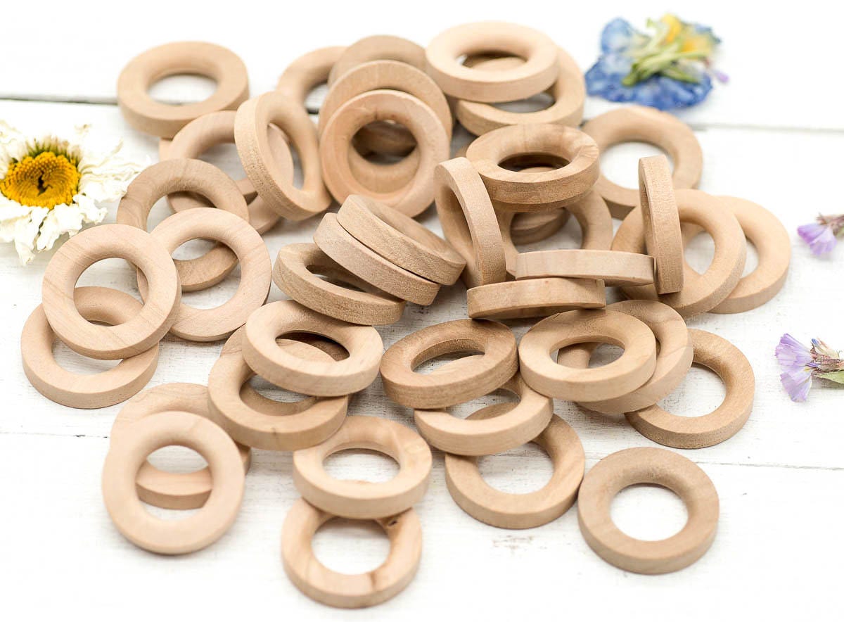 Natural Wood Rings 20mm 40pcs Wood Craft Rings B1005 | Etsy