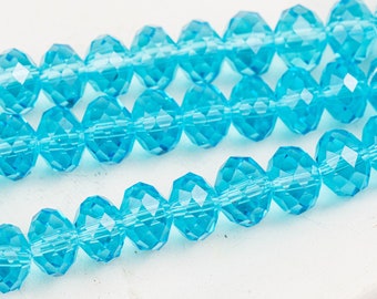 Blue Glass Beads, 10x8mm, 10 Inch Strand,  Blue Electroplated Beads -B260