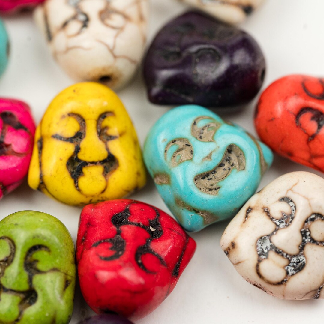 Gemstone Buddha Beads – Dyed Howlite | Mixed Colors | 25 Loose Beads ...