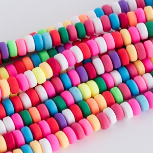 Polymer Clay Disc Beads, mixed color, 12 inch strand   -B1083