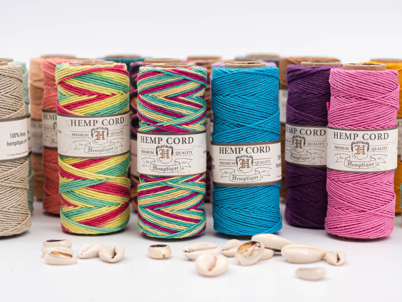 Thin Hemp Cord .5mm, Earth friendly Twine, Varigated Pastel Color, craft  supply