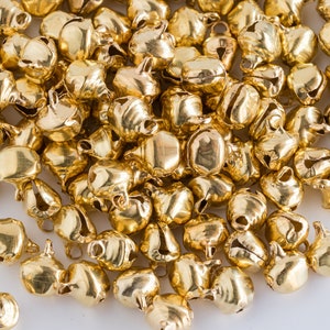 50 Gold Metal Jingle Bells with ball inside,  size 10mm diameter  -B3105