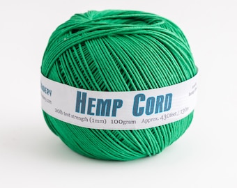 Spago di canapa verde brillante da 1 mm, palla di corda di canapa da 430 piedi, spago artigianale lucidato per macramè