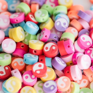 Polymer Clay Ying Yang Beads,  mixed colors, symbol beads,  jewelry making supply -B3216