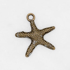 20  Starfish Charms,  Beach Pendants, Bracelet Charms, bronze tone findings, jewelry supply- C61
