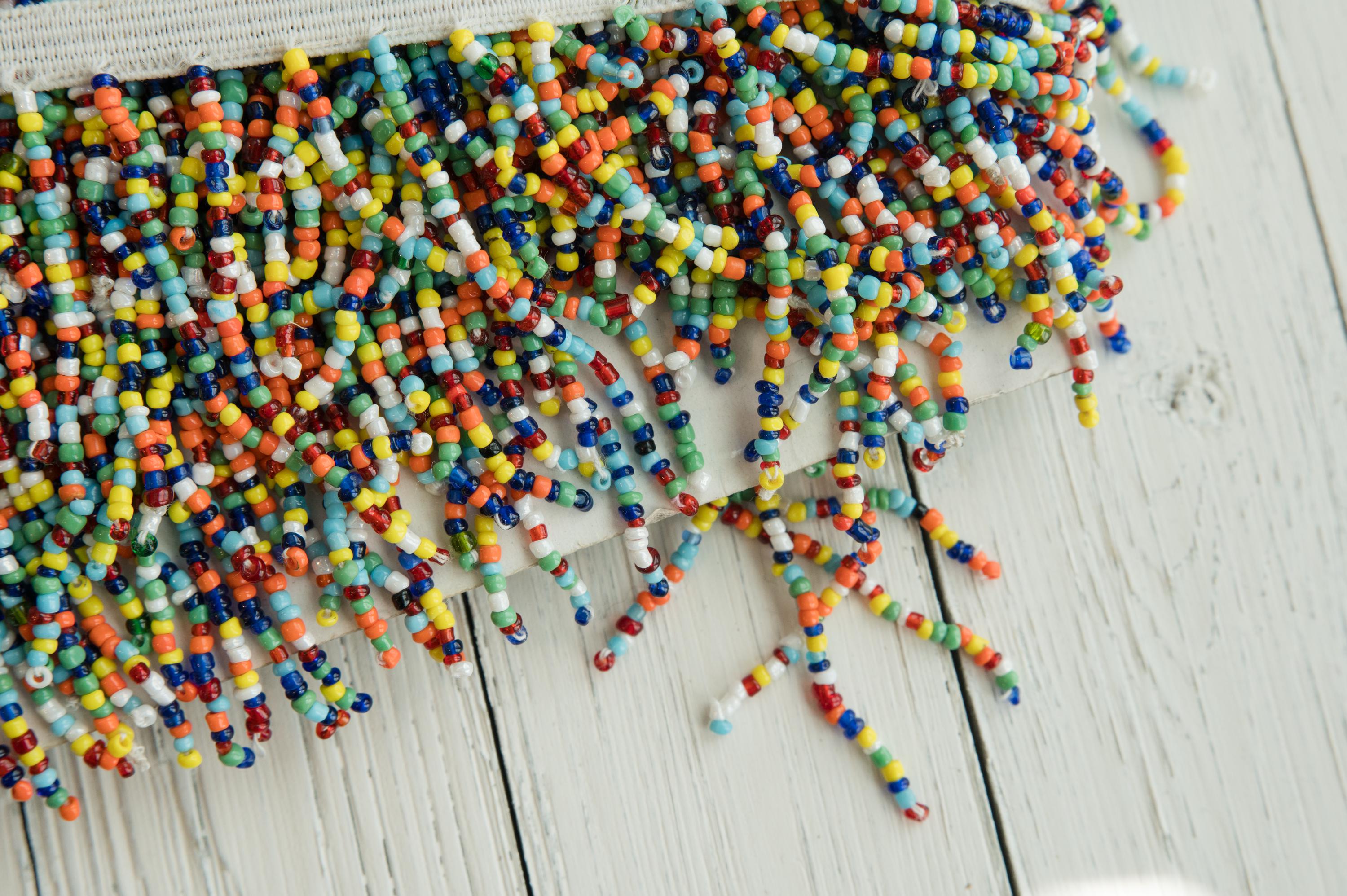 Rainbow Elastic Seed Bead Ribbon, 1/4 Inch, Beaded Trim - Made in India ...