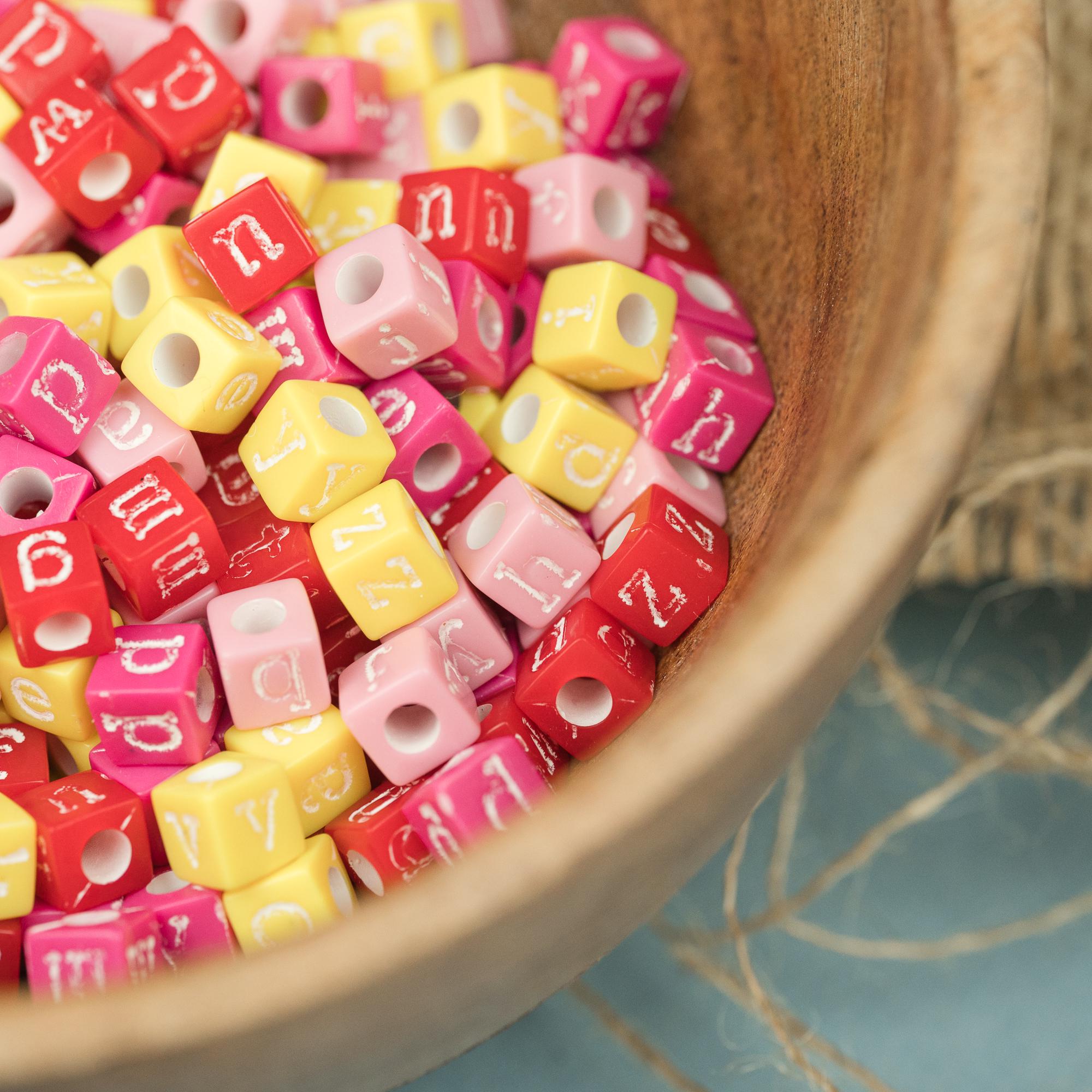 Plastic Alphabet Cube Beads – 6mm | Vintage Letters | 250 Pieces -B60 ...