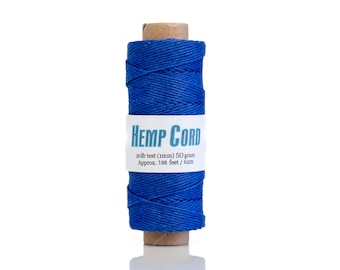 Royal Blue Hemp Cord 1mm 198 feet spool