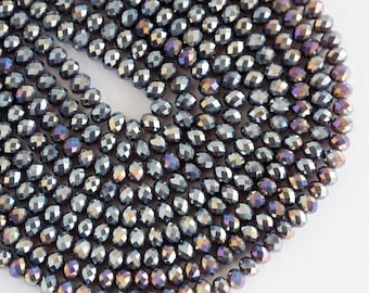 Purple Faceted Crystal Beads 8mm -  Electroplated Finish- 16 inch strand -B43