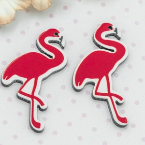 Flamingo Charms, acrylic pendants, beach jewelry supplies -  6 per pack  -C1079