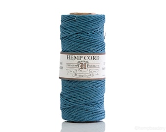 Vintage Blue Hemp Cord 1mm - 205 Feet roll