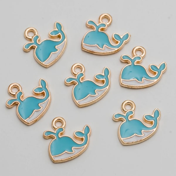 Blue Whale Charms, Gold Tone Jewelry  Findings, Design Beach Jewelry   -  10 pieces -C1221