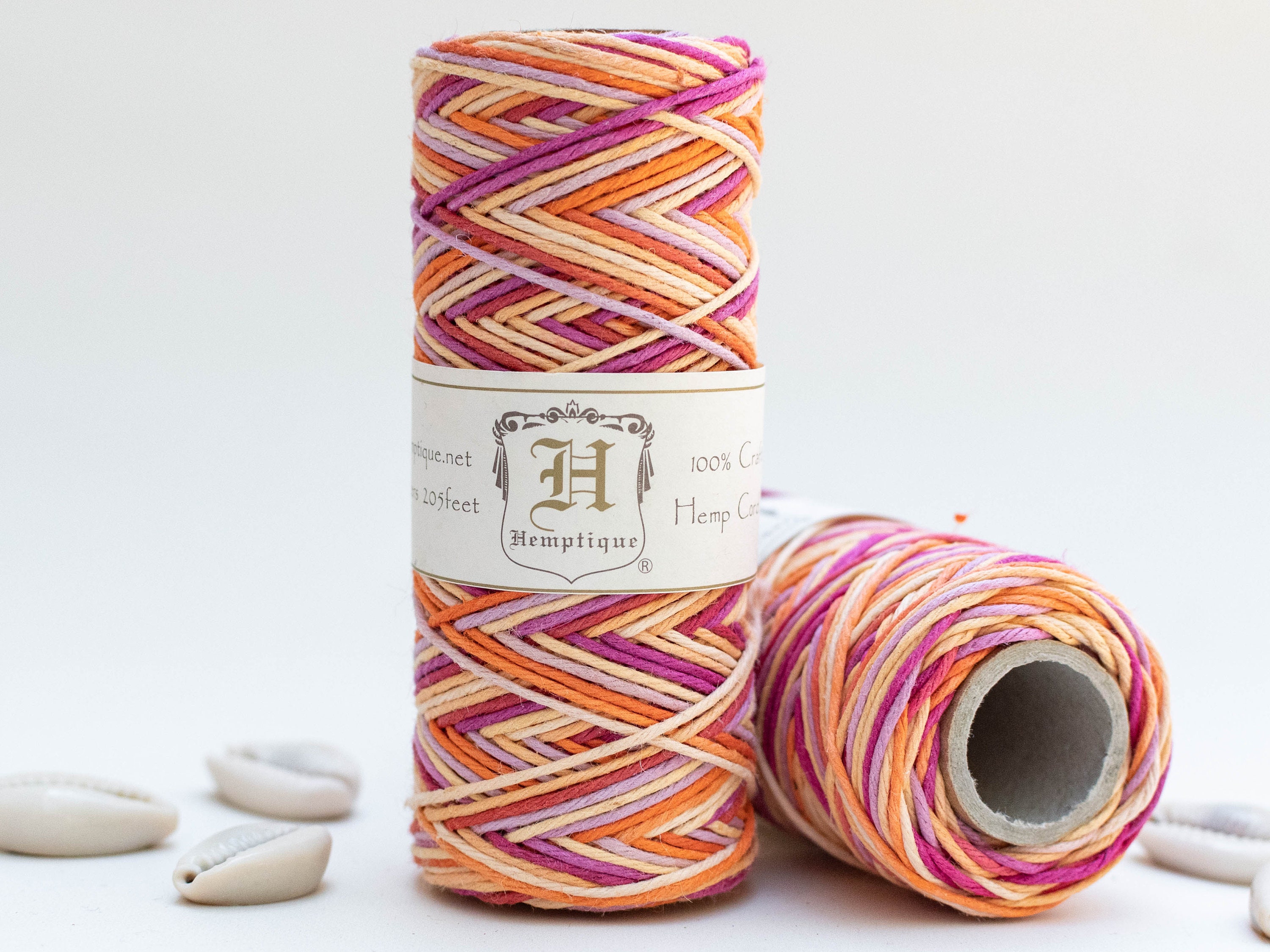 Varigated  Hemp Cord,  Orange Macrame Cord, natural polished hemp fro…