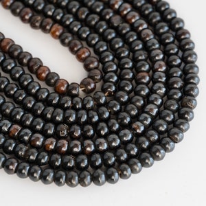 Dark brown Bone Beads 8mm,  hand carved from India,  15 Inch Strand  -B2949