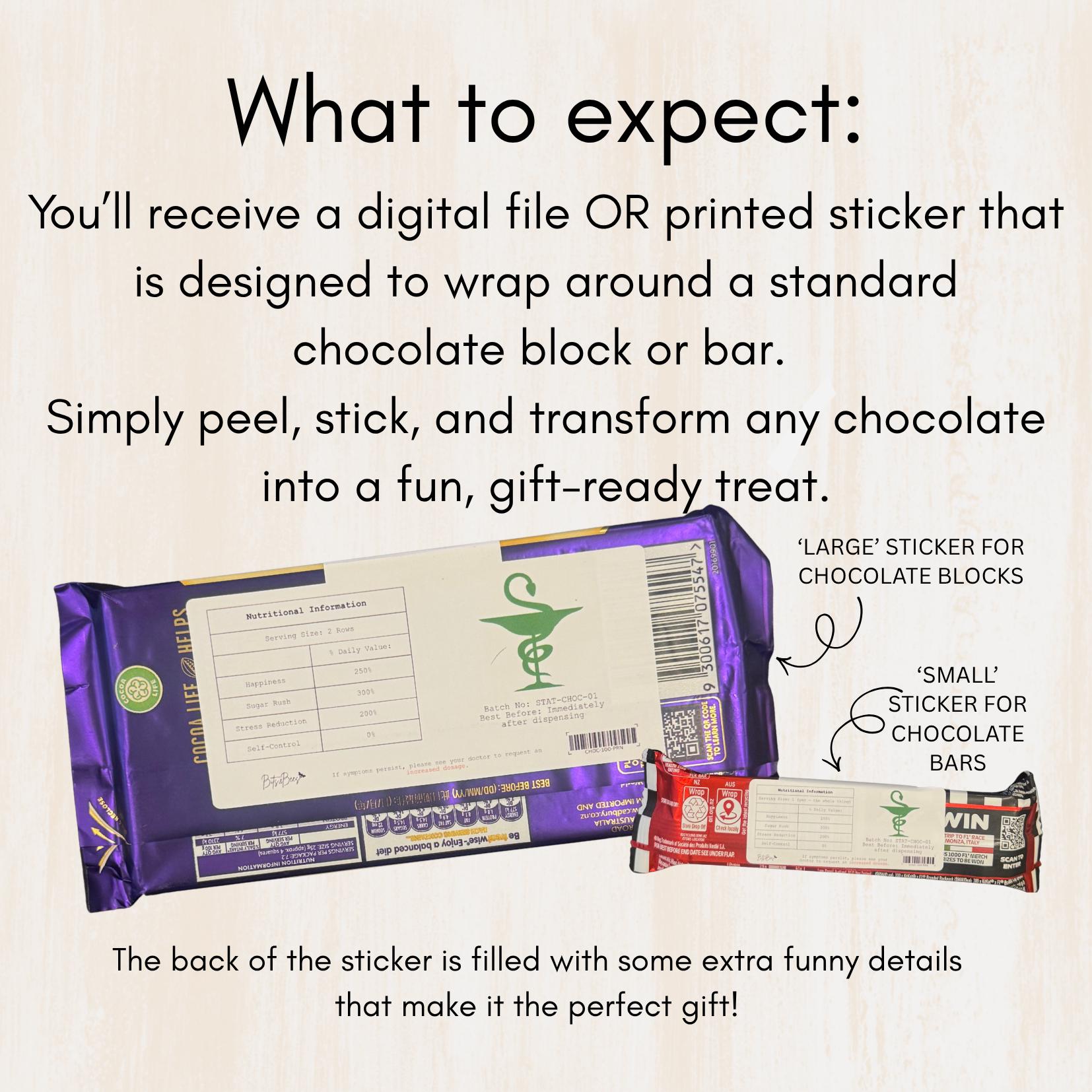Wrapper Sticker Prescription Chocolate Wrapper Stickers | Funny Personalised Candy ...