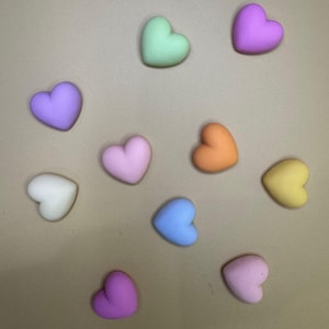 Rainbow Mini Cute Heart Shaped Fridge Magnets; Set of 10