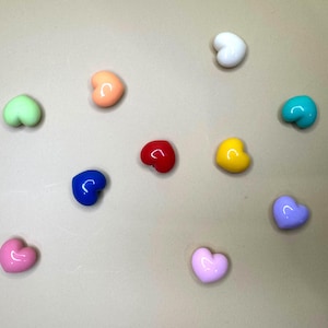 Rainbow Mini Cute Heart Shaped Fridge Magnets; Set of 10