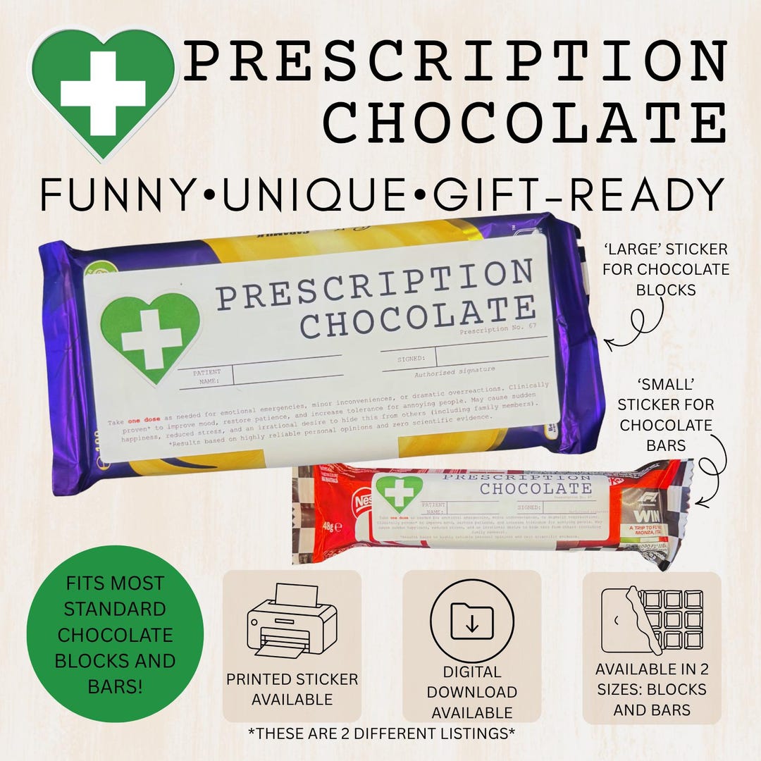 Prescription Chocolate Wrapper Stickers | Funny Personalised Candy ...