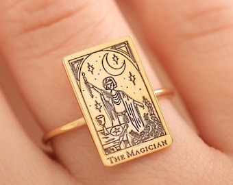 Custom Tarot Card Ring, Personalized Handmade Jewelry  Valentine's Day, Mother’s Day gift