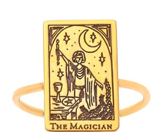 Custom Tarot Card Ring, Sterling Silver Spiritual Jewelry Mother’s Day gift