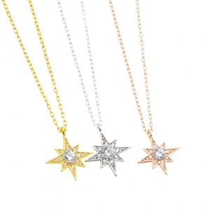 Sterling Silber Stern Charm Halskette: Celestial North Star AnhängerWeihnachtsgeschenk
