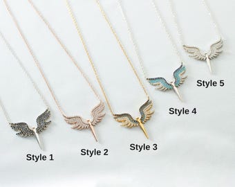Sterling Silver Archangel Michael Necklace: Guardian Angel Wings