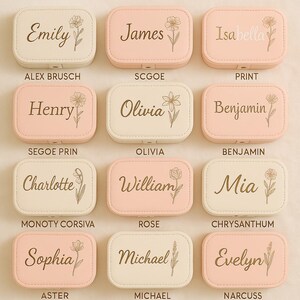 Gepersonaliseerde sieradendoos voor vrouwen, aangepaste naam reissieradendoos, cadeau bruidsmeisje, gegraveerde sieradendoos, cadeau voor haar, bruiloft aandenken