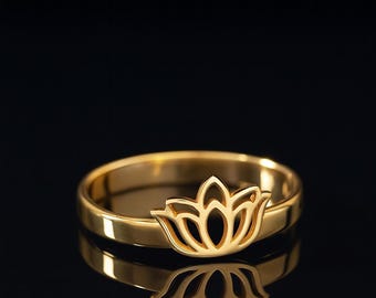 Lotus Flower Ring: 14k Gold, Sterling Silver Minimalist Jewelry, handmade jewelry