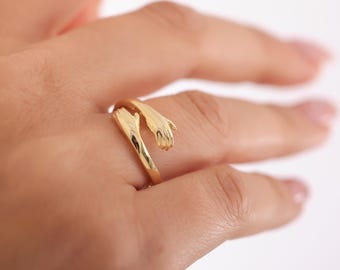 Couple Hug Ring: Adjustable Friendship Hand Ring - Etsy