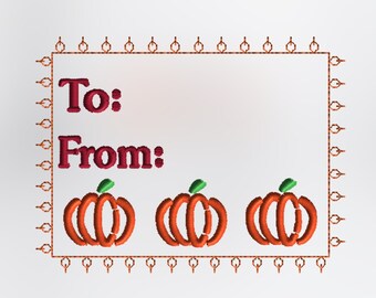 Pumpkin Frame Quilt Label Embroidery Design (Digital Download)