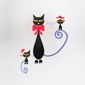 Cat Embroidery Design for Christmas, diy gift for cat lovers, cats with santa hats embroidery file, festive felines