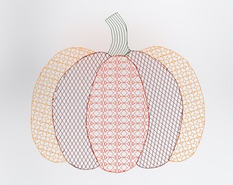 Redwork Pumpkin Embroidery Design, Quilted Halloween Pattern (PES)