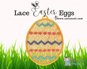 Lace Easter Egg Embroidery Design, FSL Ornament (Digital File)