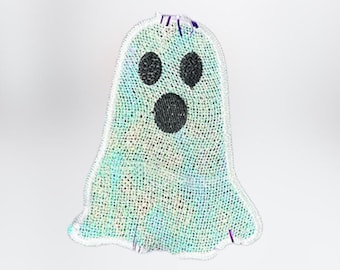 Spooky Mylar Ghost In-The-Hoop Lace Machine Embroidery Ornament Design for Halloween