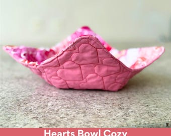 Bowl Cozy Machine Embroidery Design – In The Hoop Project with quilted hearts
