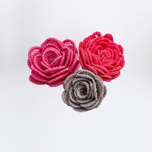 3Dローズ機械刺繍デザイン、レースインザフープフラワー刺繍パターン、ロールローズPES、DIYレースローズ母の日ギフト3サイズ