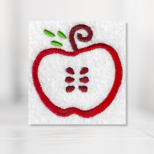 Apple embroidery design for back to school, instant download embroidery pattern, fall fruit embroidery design, diy teacher embroidery gift