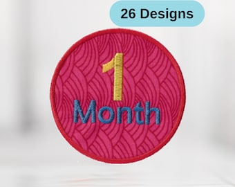 Monthly milestone embroidery files, baby embroidery design, baby growth, monthly frames, baby bib embroidery, Applique design for baby