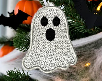 Lace Ghost Machine Embroidery Design Ornament, Halloween Mylar FSL ITH (Digital Download)